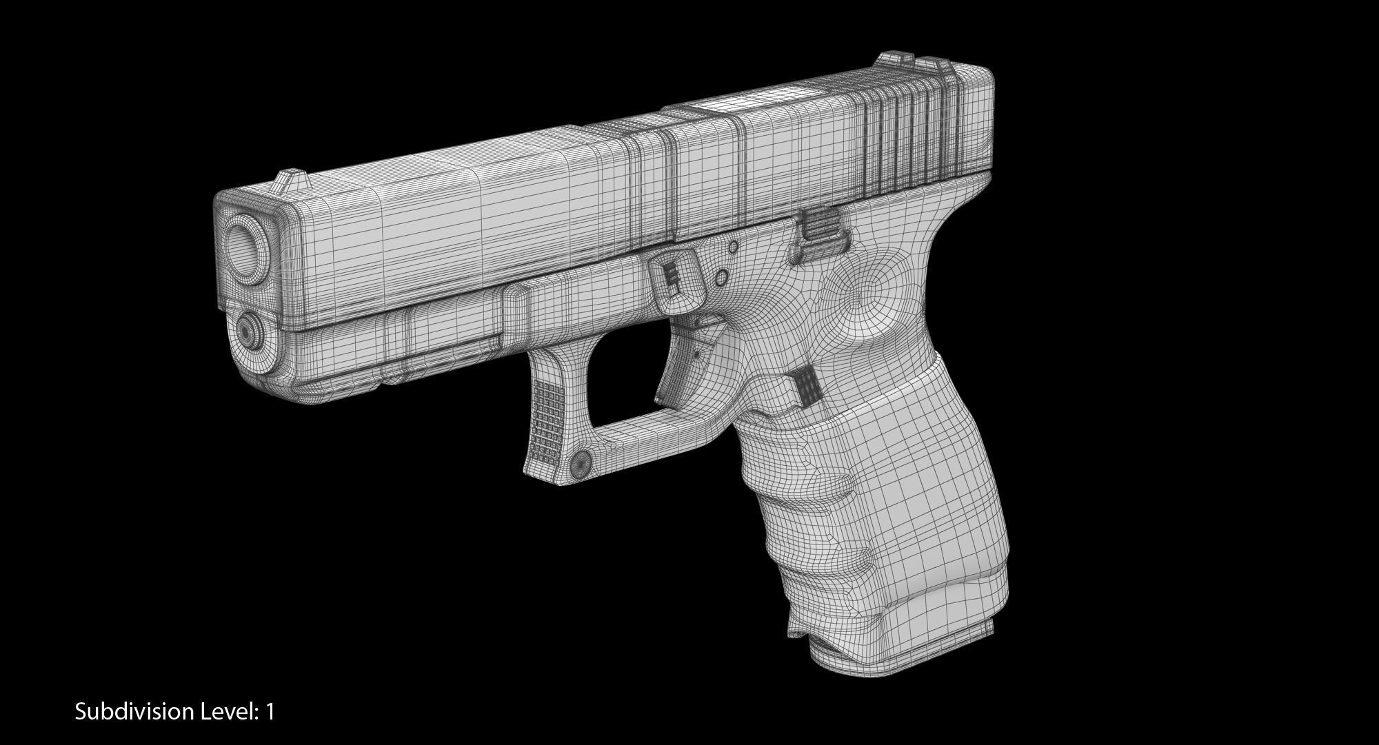 Glock 17 Handle Low-poly 3D model_3