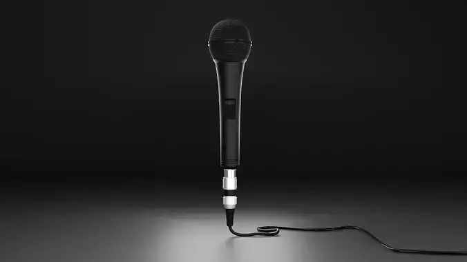 Studio-Grade Microphone 3D Model and Hooked 8-Pin Connector