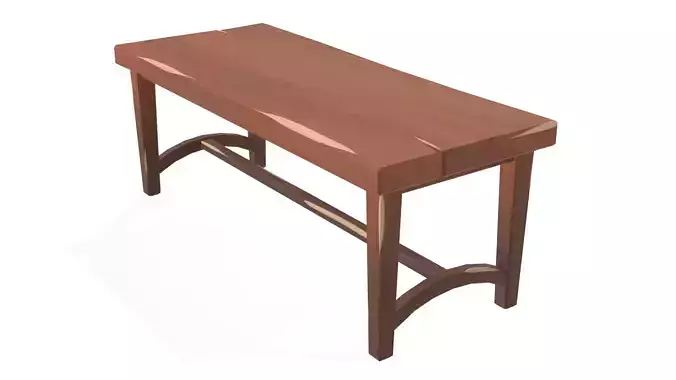 Lowpoly Stylized Wooden Dinner Table