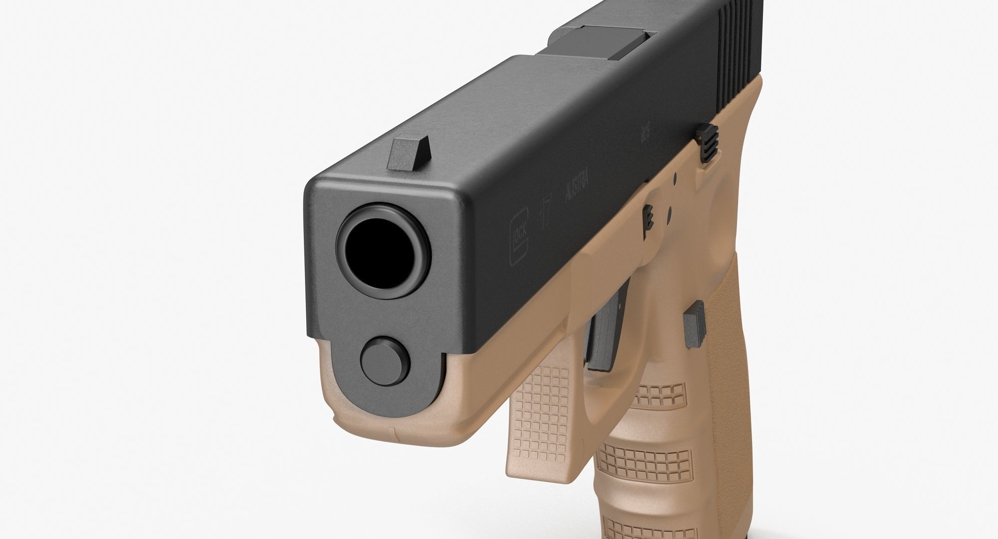 Glock 17 Brown Low-poly 3D model_6