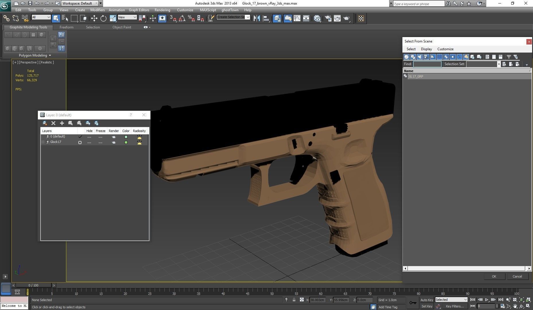 Glock 17 Brown Low-poly 3D model_21
