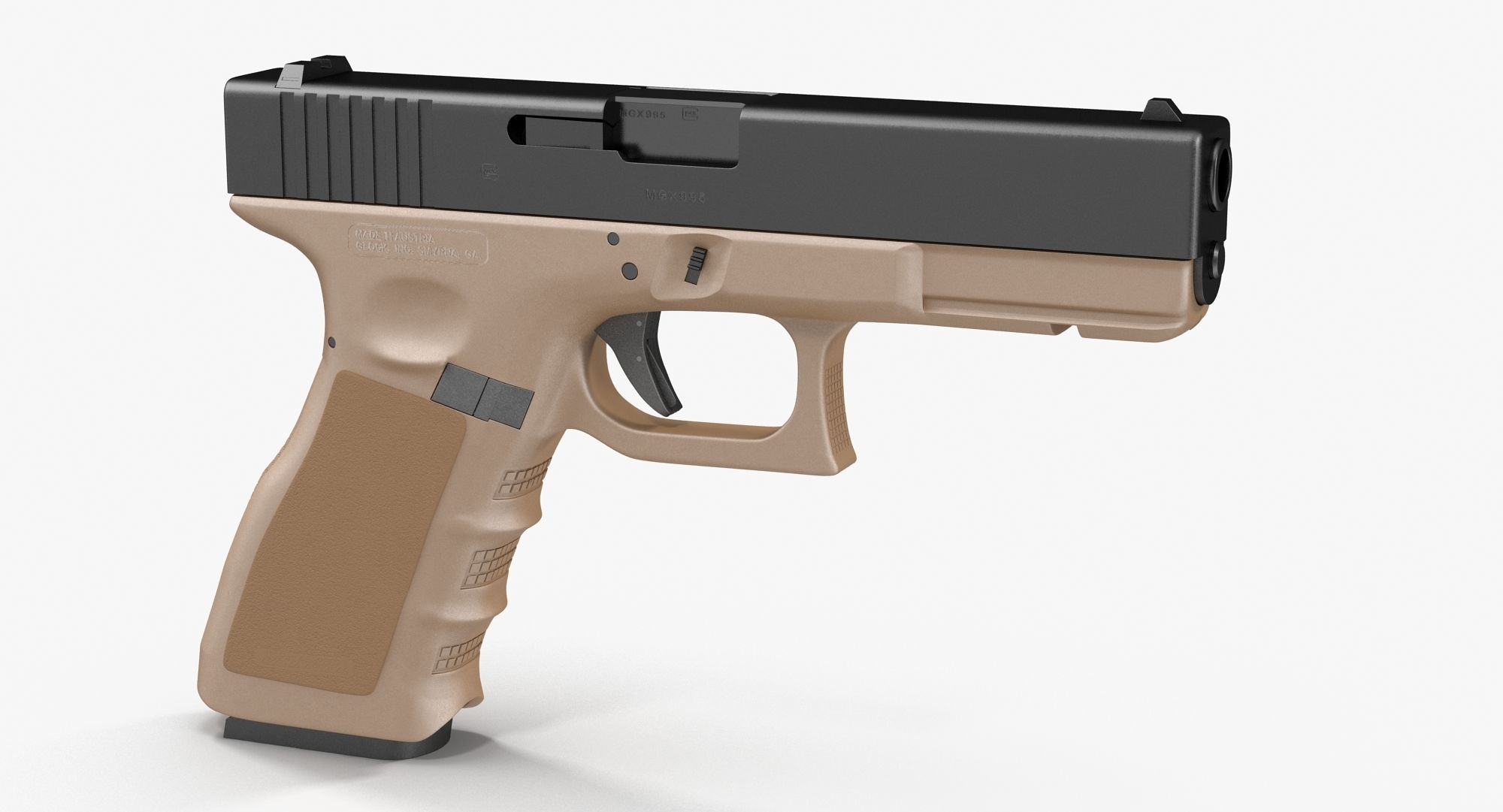 Glock 17 Brown Low-poly 3D model_3