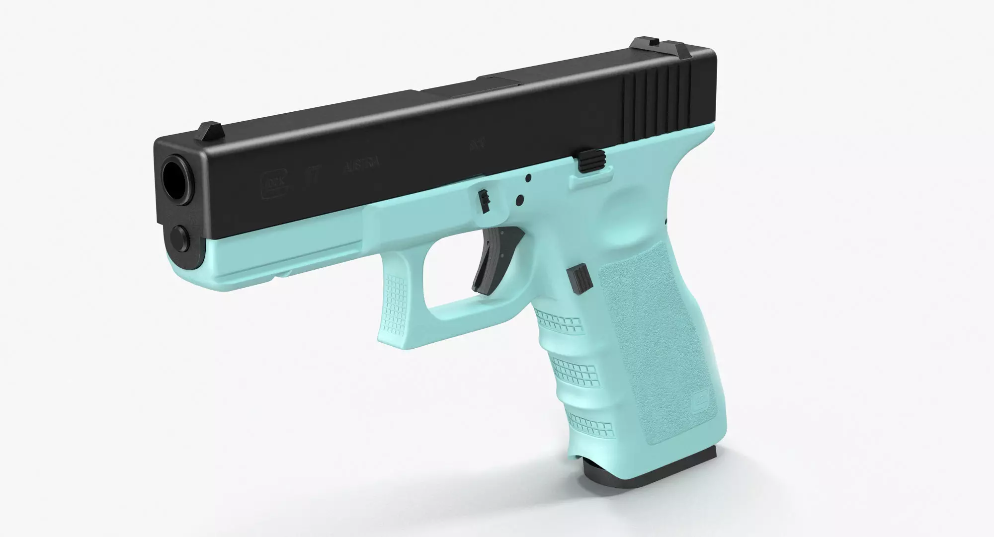 Glock 17 Blue Low-poly 3D model_0