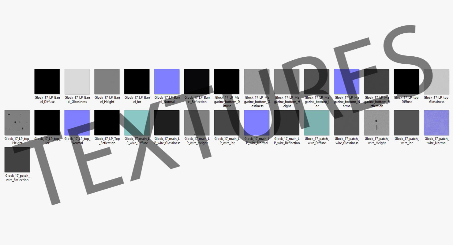 Glock 17 Blue Low-poly 3D model_22