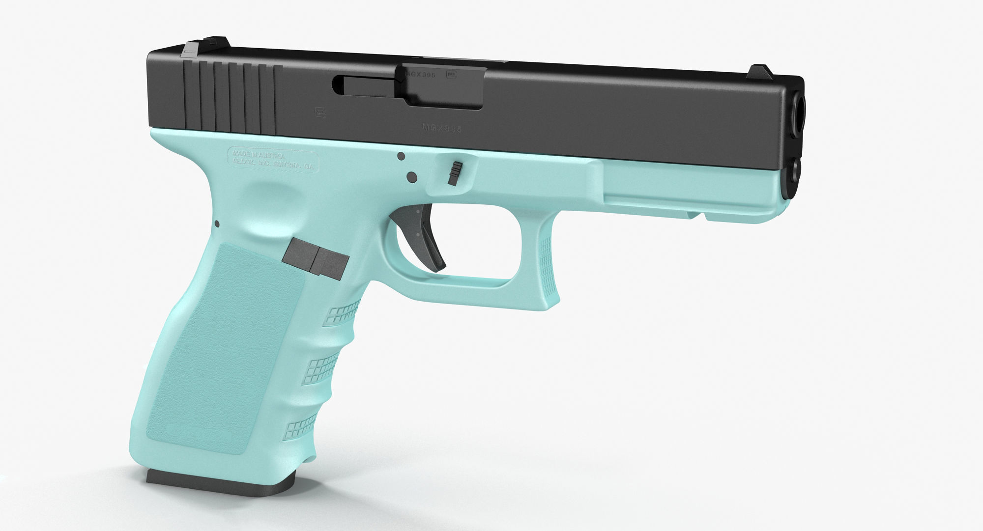 Glock 17 Blue Low-poly 3D model_3