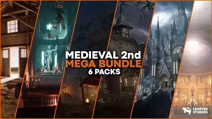 Medieval Second Megabundle 6 Environments Low-poly 3D model