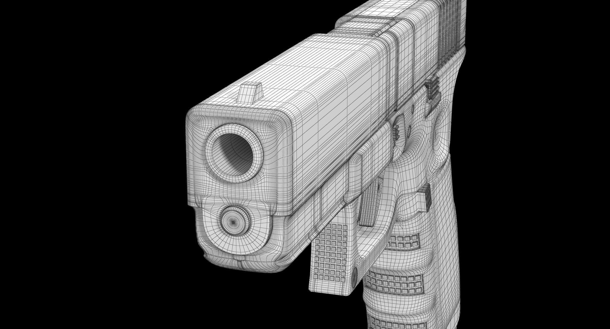 Glock 17 Pink Low-poly 3D model_8