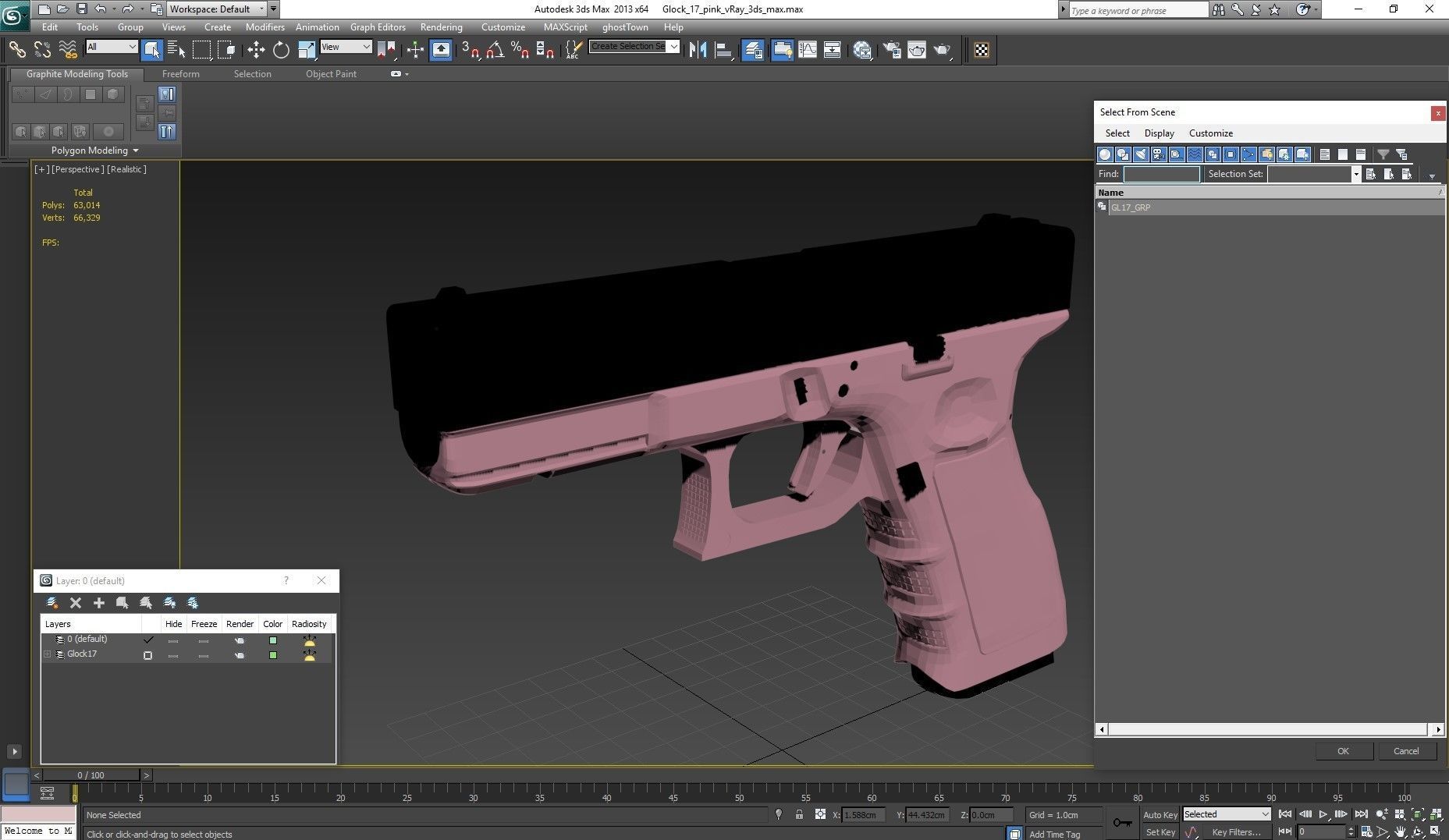 Glock 17 Pink Low-poly 3D model_22