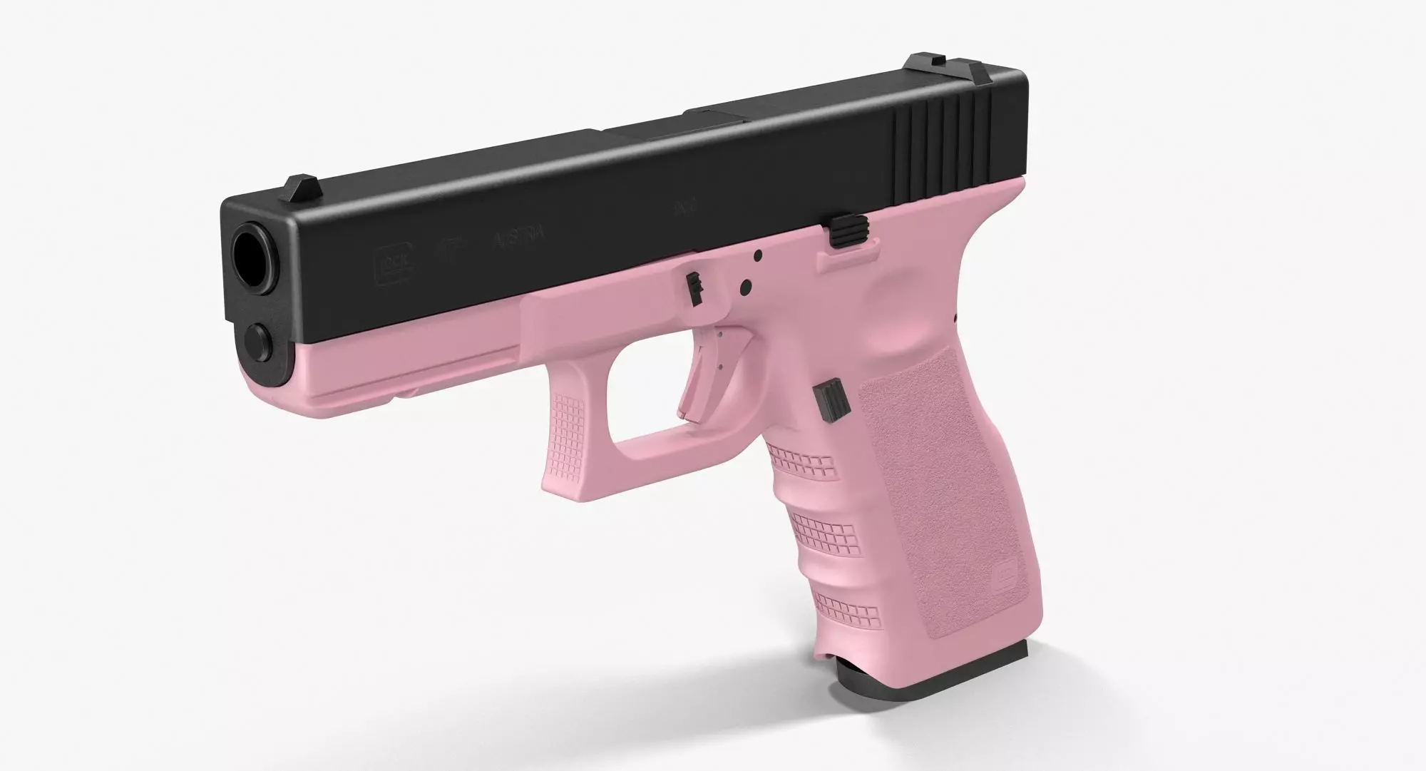 Glock 17 Pink Low-poly 3D model_0