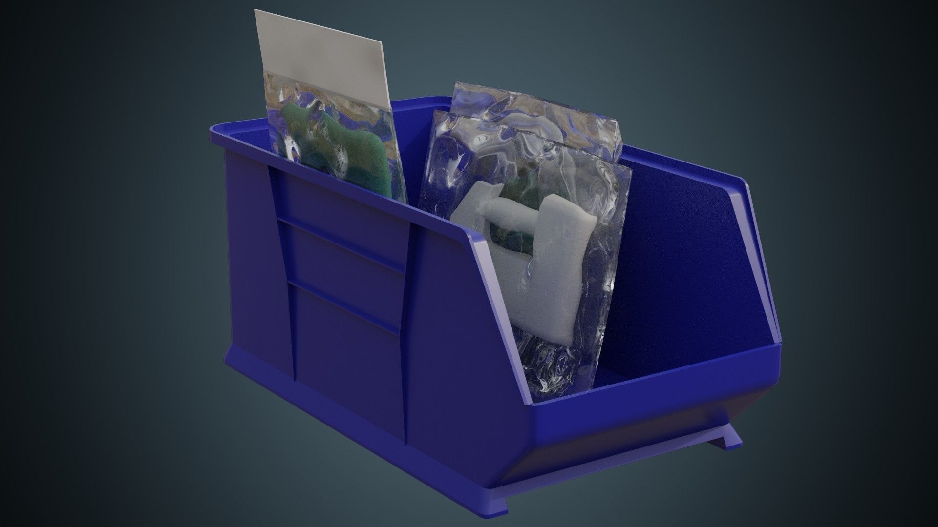 Medical Storage Bin 1A Low-poly 3D model_1