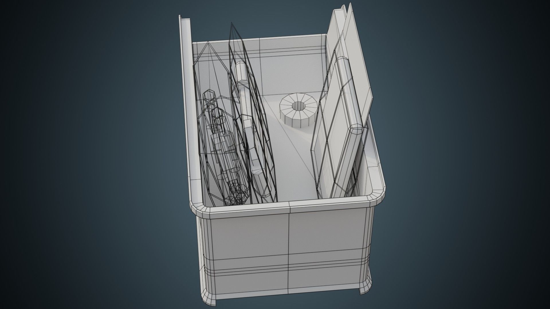 Medical Storage Bin 1B Low-poly 3D model_6