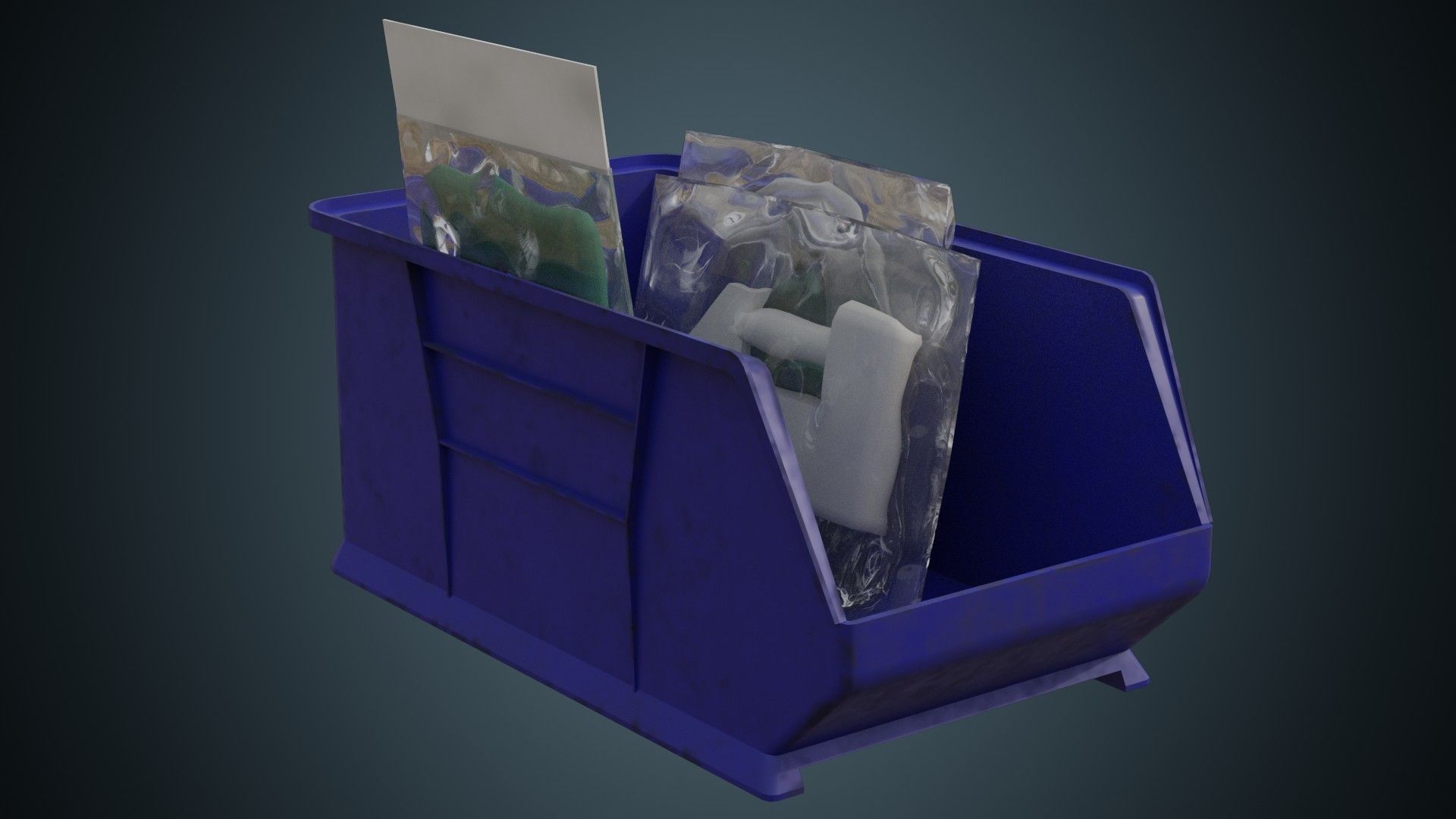 Medical Storage Bin 1B Low-poly 3D model_1
