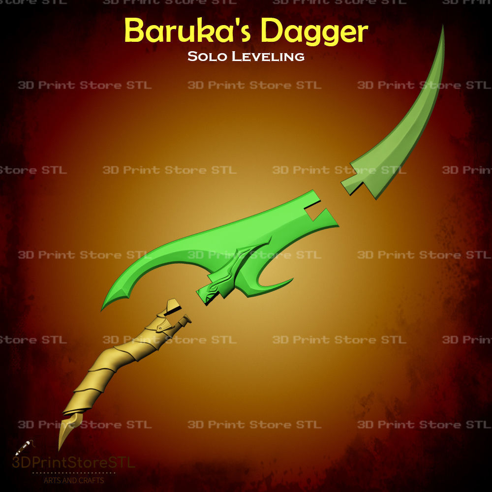 Baruka Dagger Cosplay Solo Leveling - STL File 3D print model_2