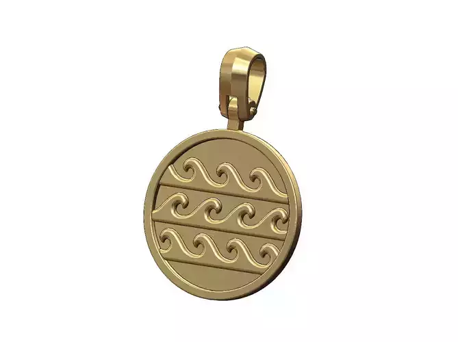 Wave greek key pendant charm with bail