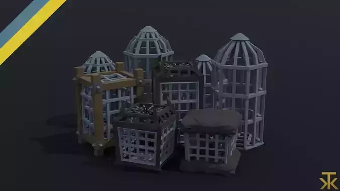 Cartoon cages Polygonal Style