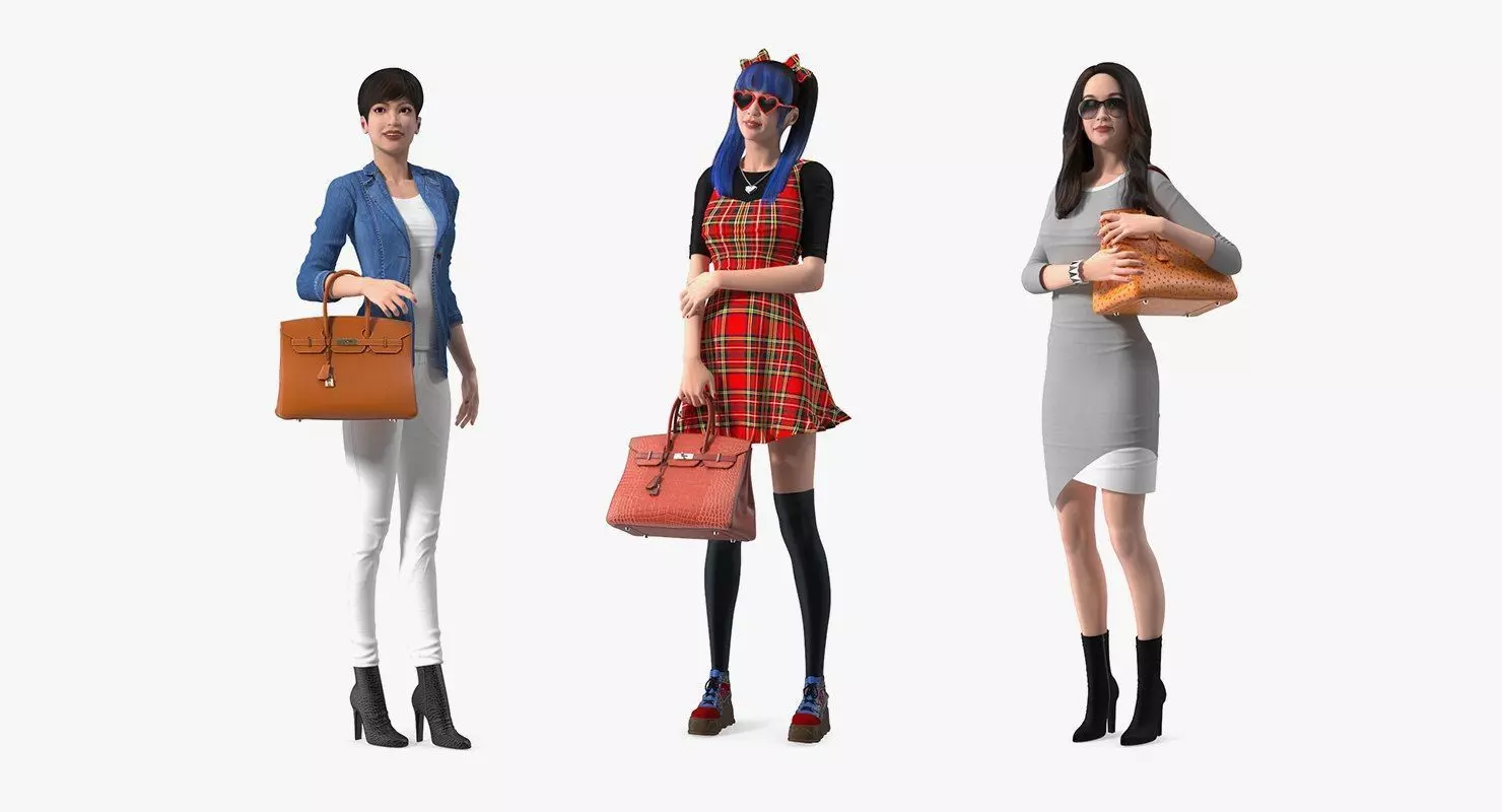 Asian Street Fashion Woman Collection 3D Model Pack
