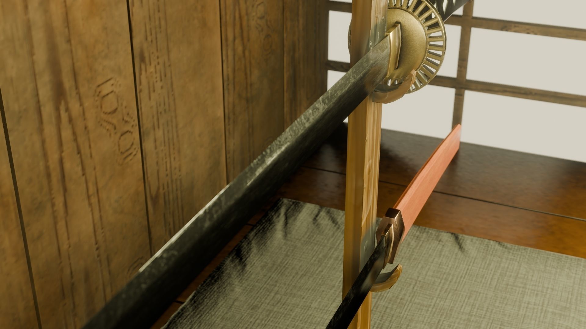 Low Poly Katana Low-poly 3D model_2