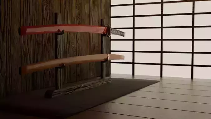 Low Poly Katana Low-poly 3D model