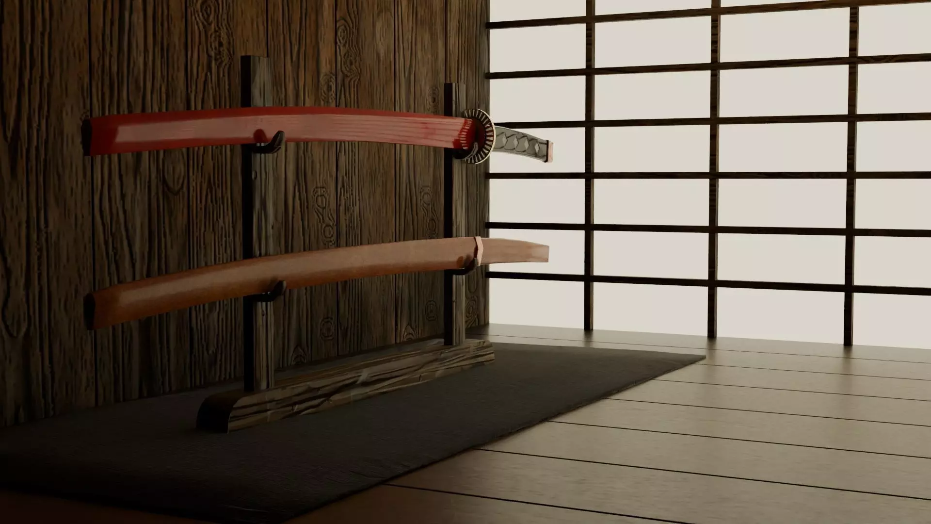 Low Poly Katana Low-poly 3D model_0