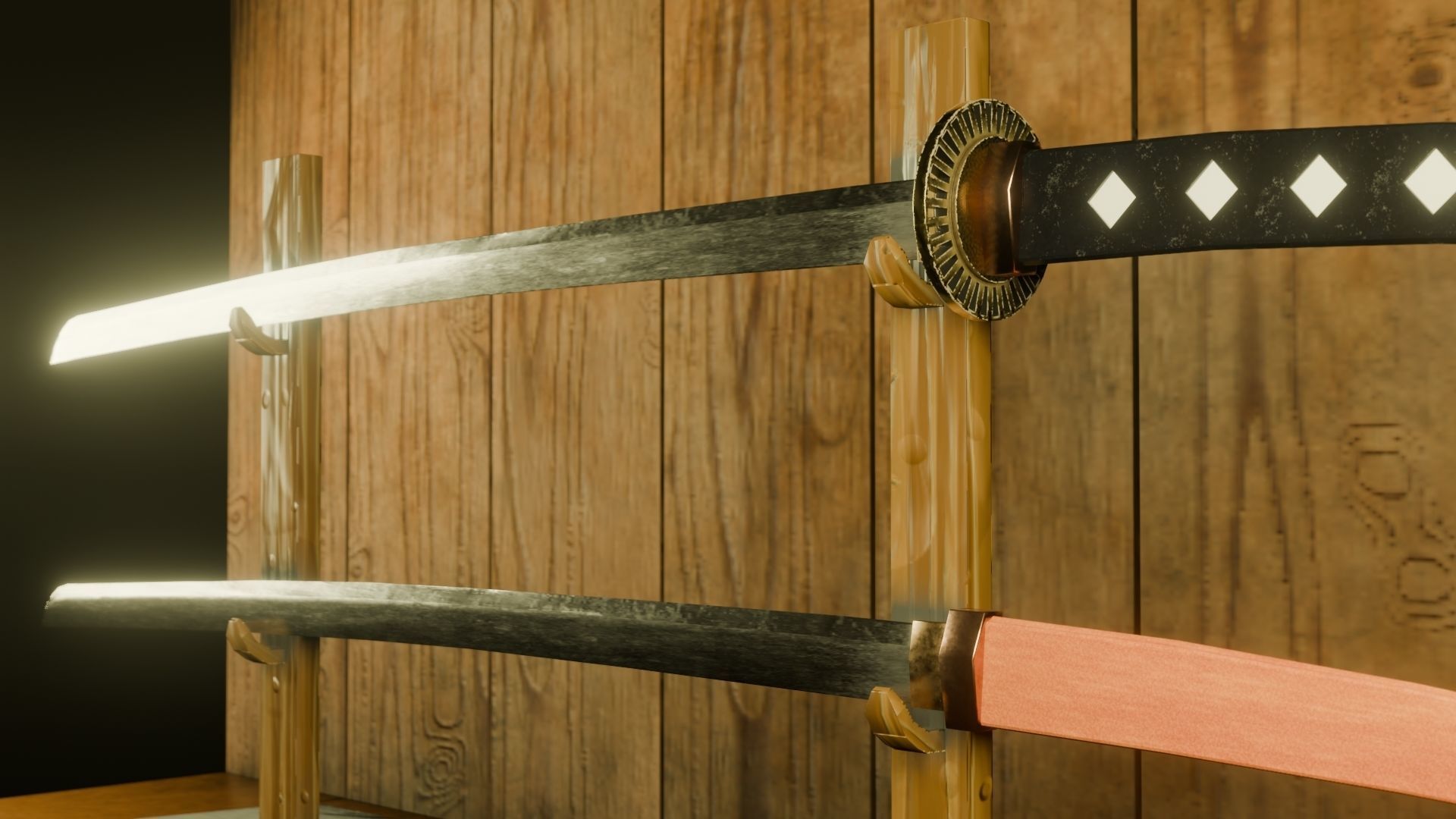 Low Poly Katana Low-poly 3D model_3