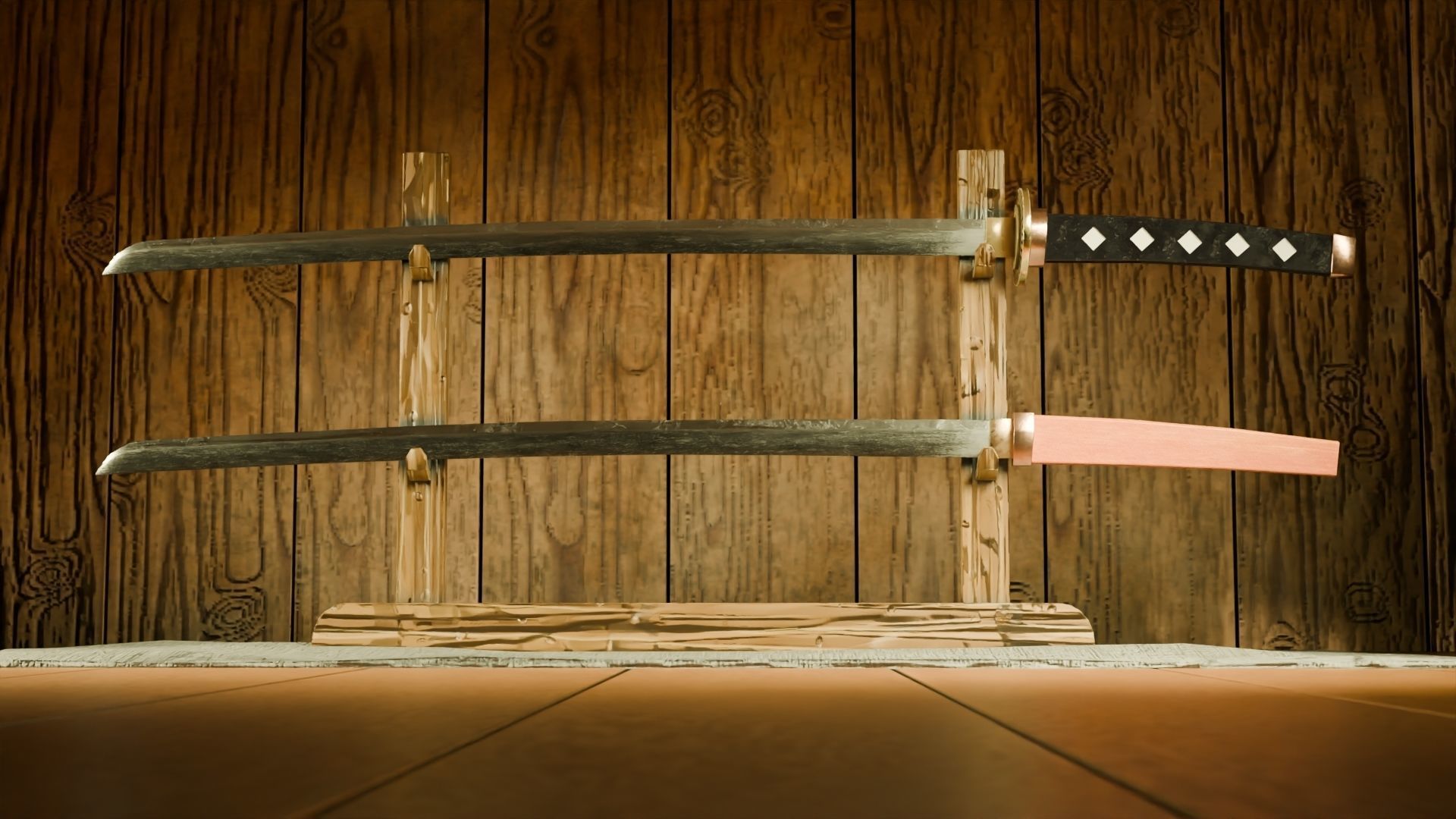 Low Poly Katana Low-poly 3D model_1