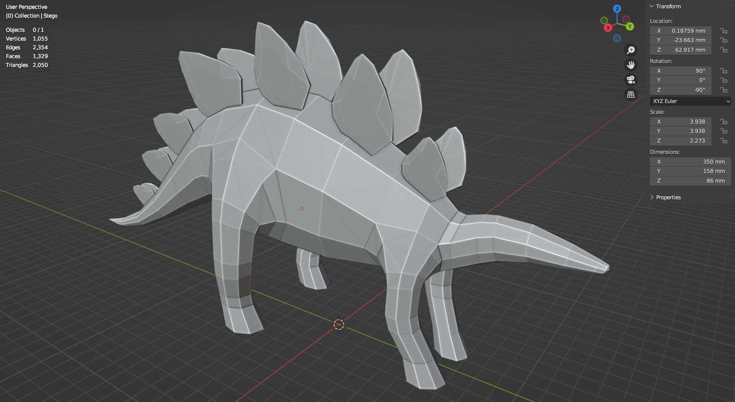 Stegosaurus 3D model for 3D print 3D print model_16