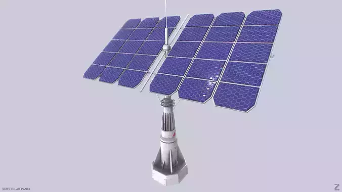 Scifi solar panel Low-poly 3D model