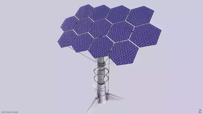 Scifi solar panel Low-poly 3D model