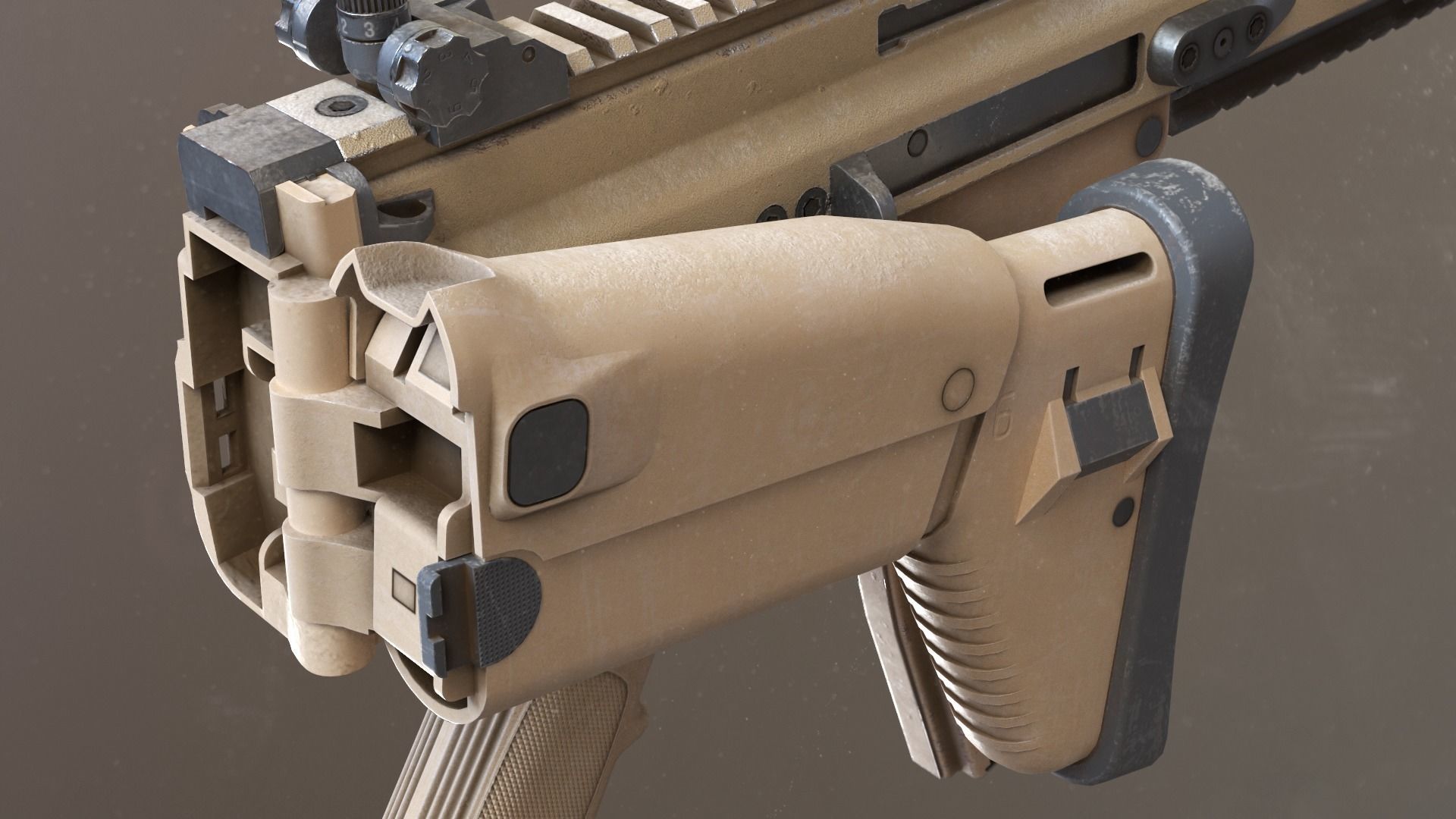 SCAR-L - FDE Black Noir PUBG Low-poly 3D model_14