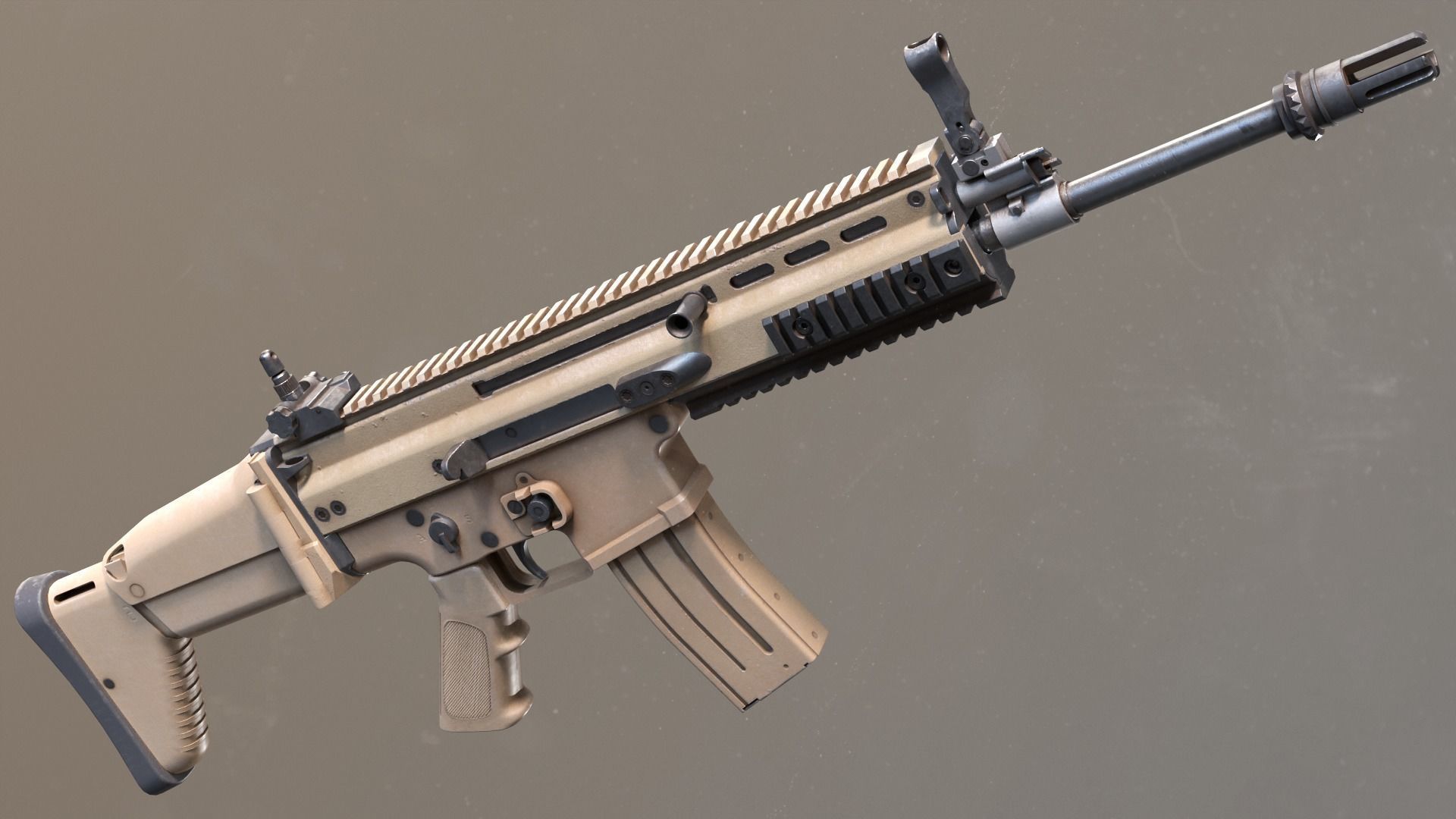 SCAR-L - FDE Black Noir PUBG Low-poly 3D model_5