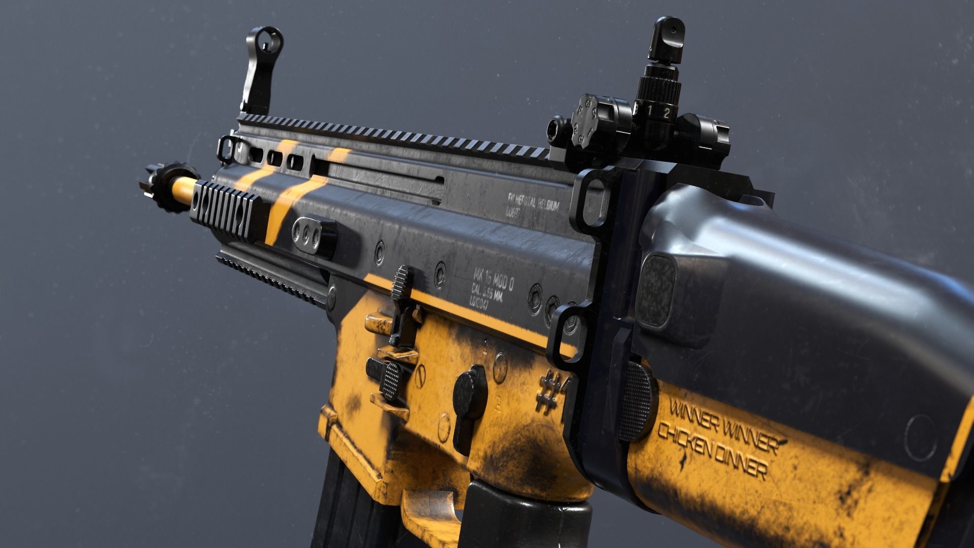 SCAR-L - FDE Black Noir PUBG Low-poly 3D model_10