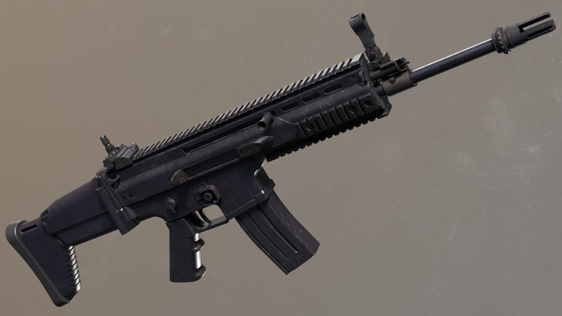 SCAR-L - FDE Black Noir PUBG Low-poly 3D model_6