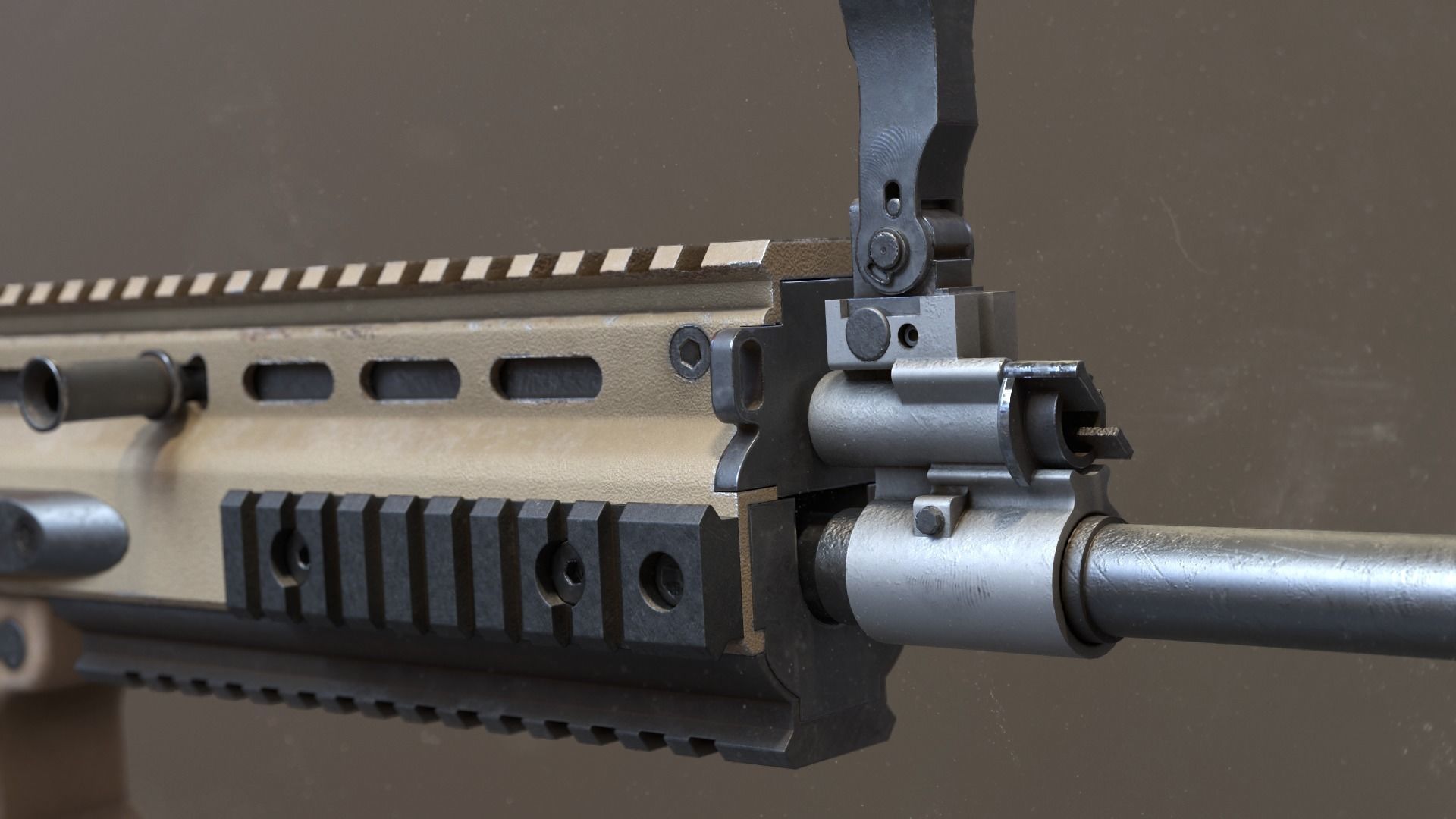 SCAR-L - FDE Black Noir PUBG Low-poly 3D model_11