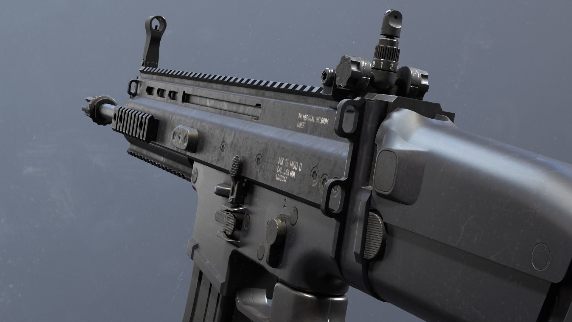 SCAR-L - FDE Black Noir PUBG Low-poly 3D model_9