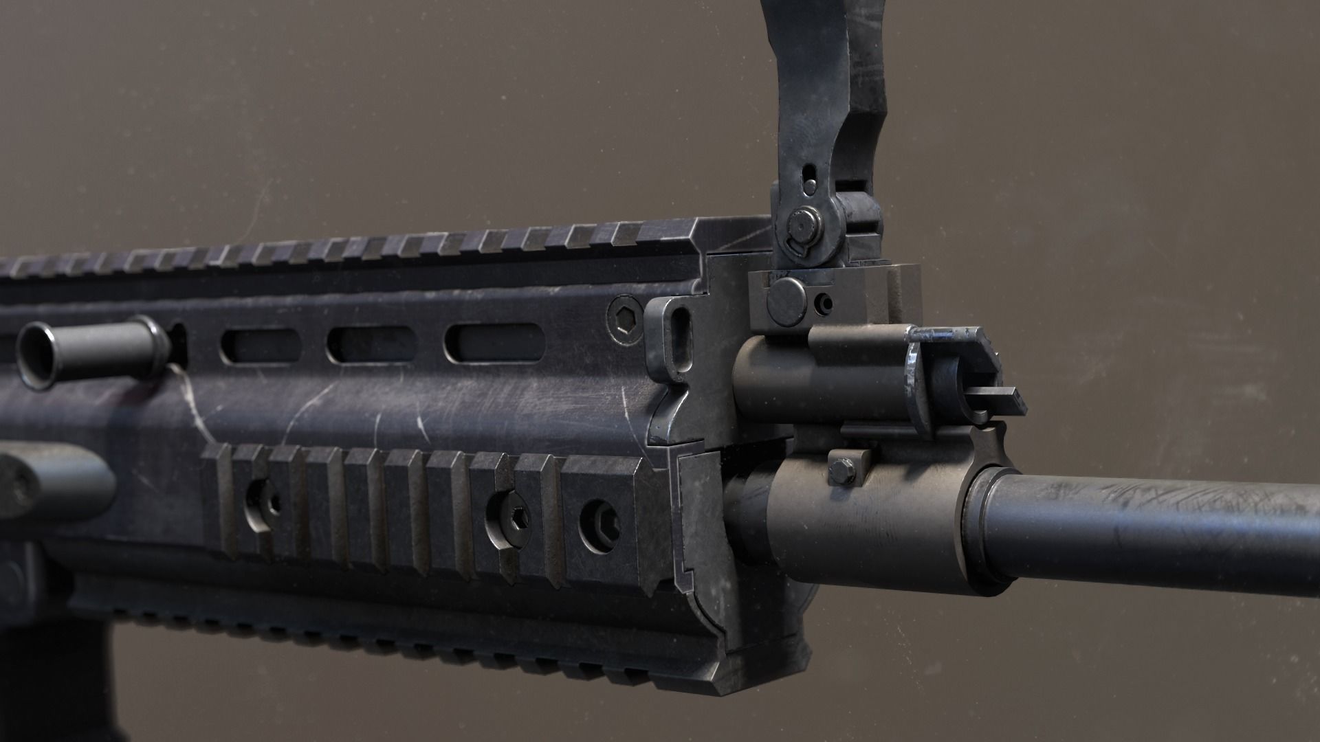 SCAR-L - FDE Black Noir PUBG Low-poly 3D model_12