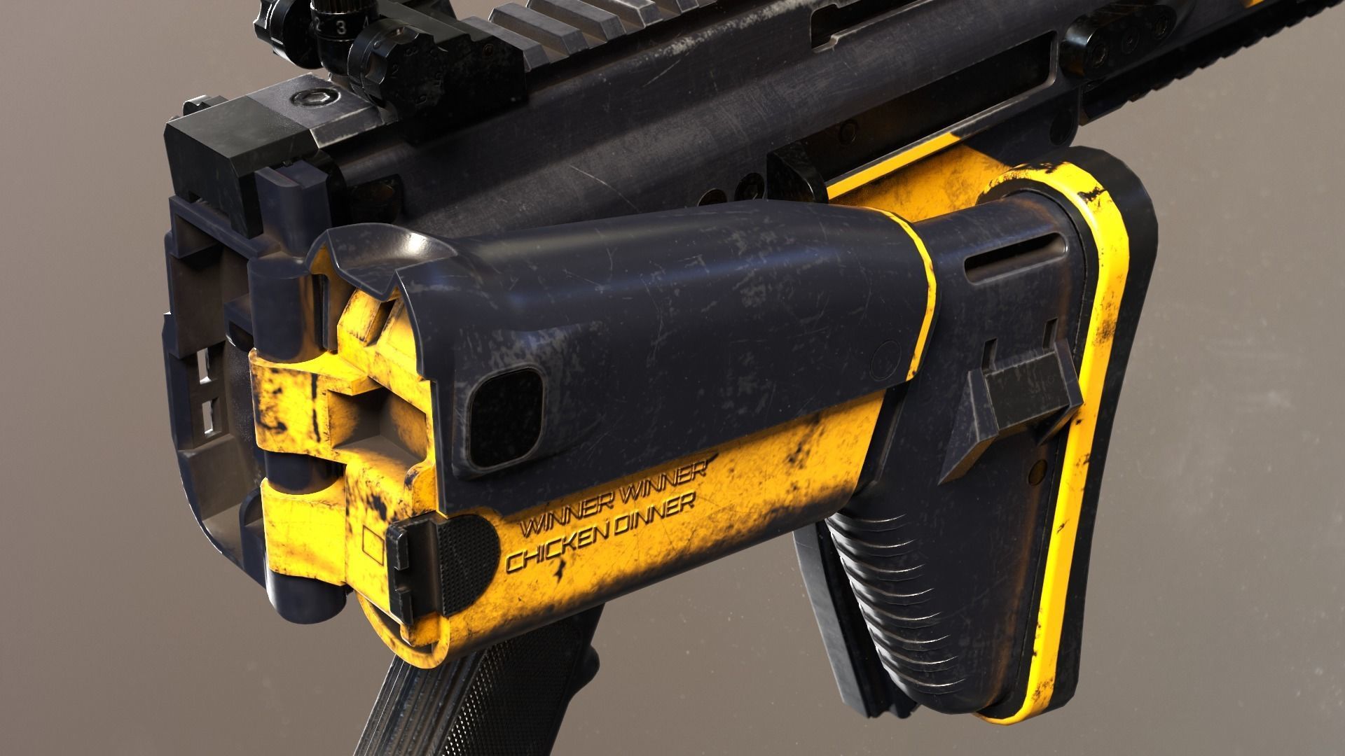 SCAR-L - FDE Black Noir PUBG Low-poly 3D model_16