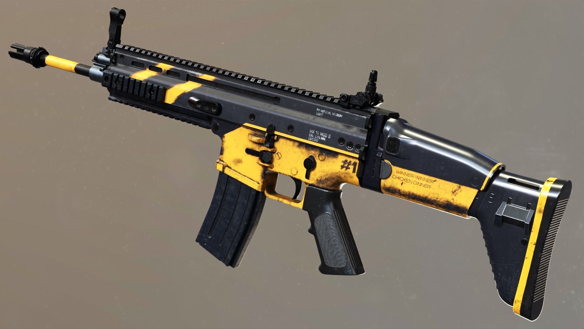 SCAR-L - FDE Black Noir PUBG Low-poly 3D model_4