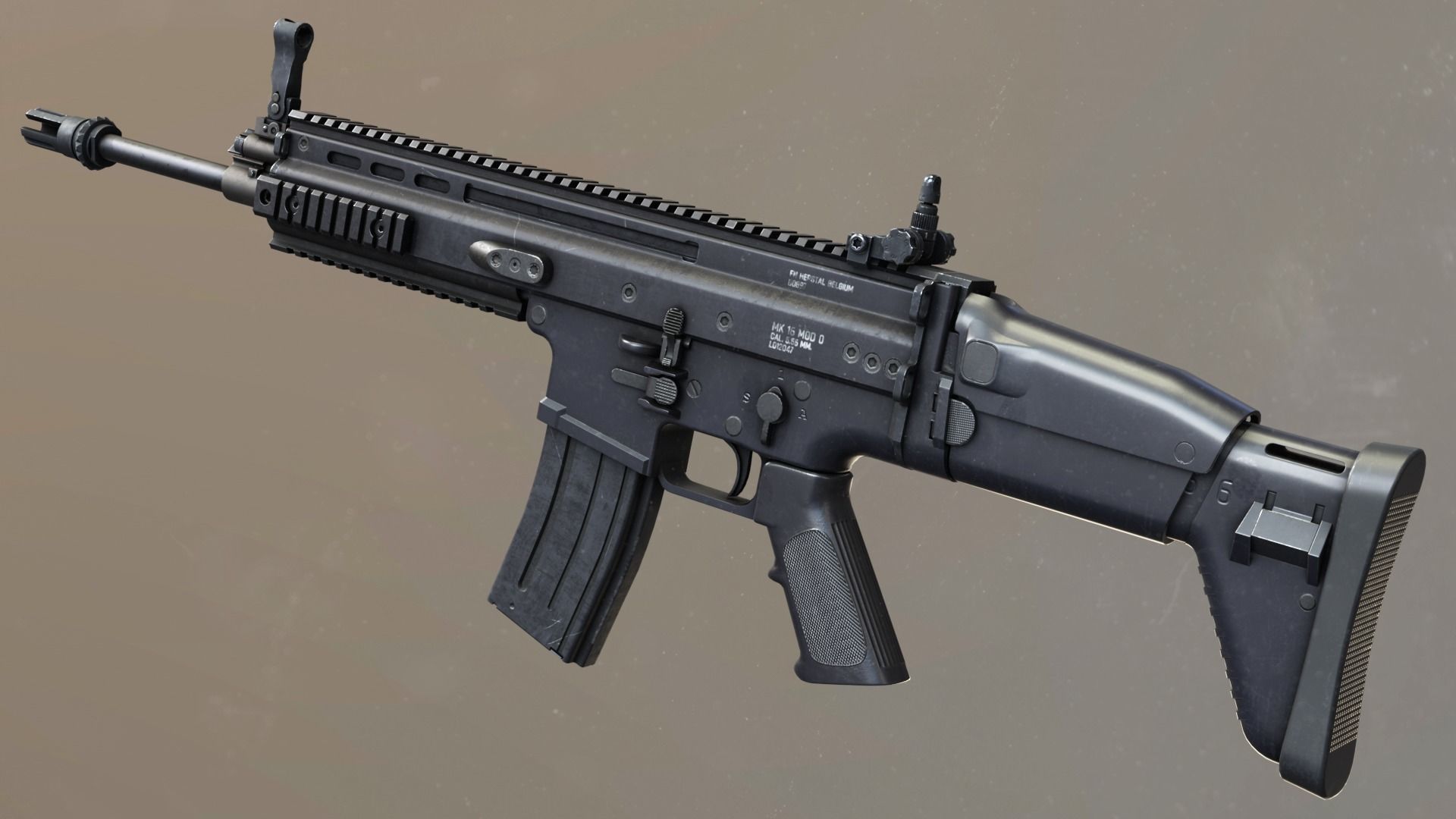 SCAR-L - FDE Black Noir PUBG Low-poly 3D model_3