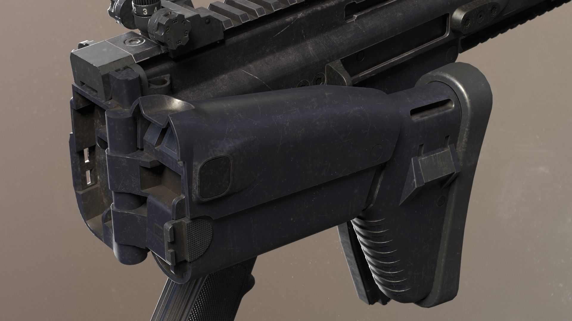 SCAR-L - FDE Black Noir PUBG Low-poly 3D model_15