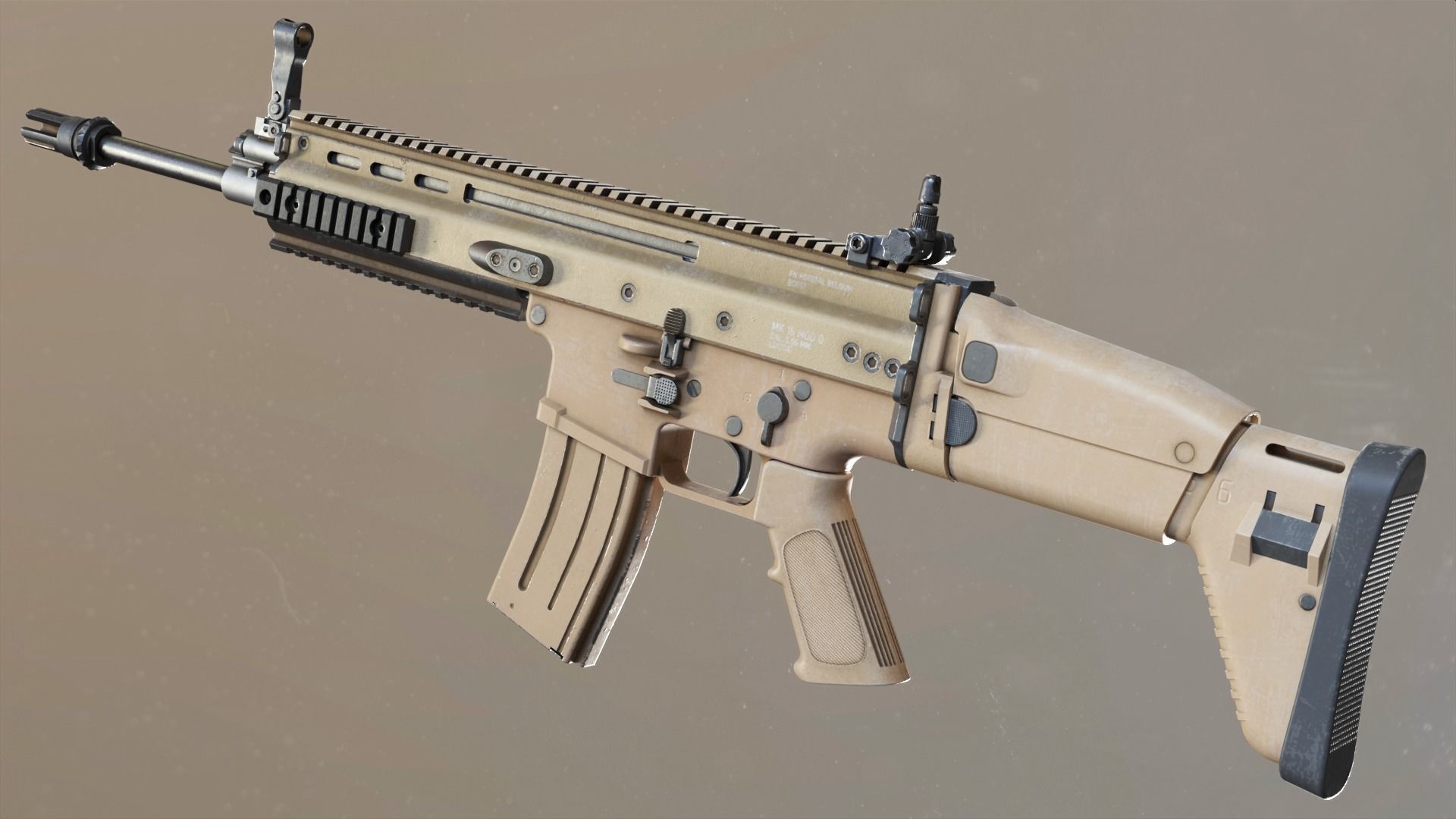 SCAR-L - FDE Black Noir PUBG Low-poly 3D model_2