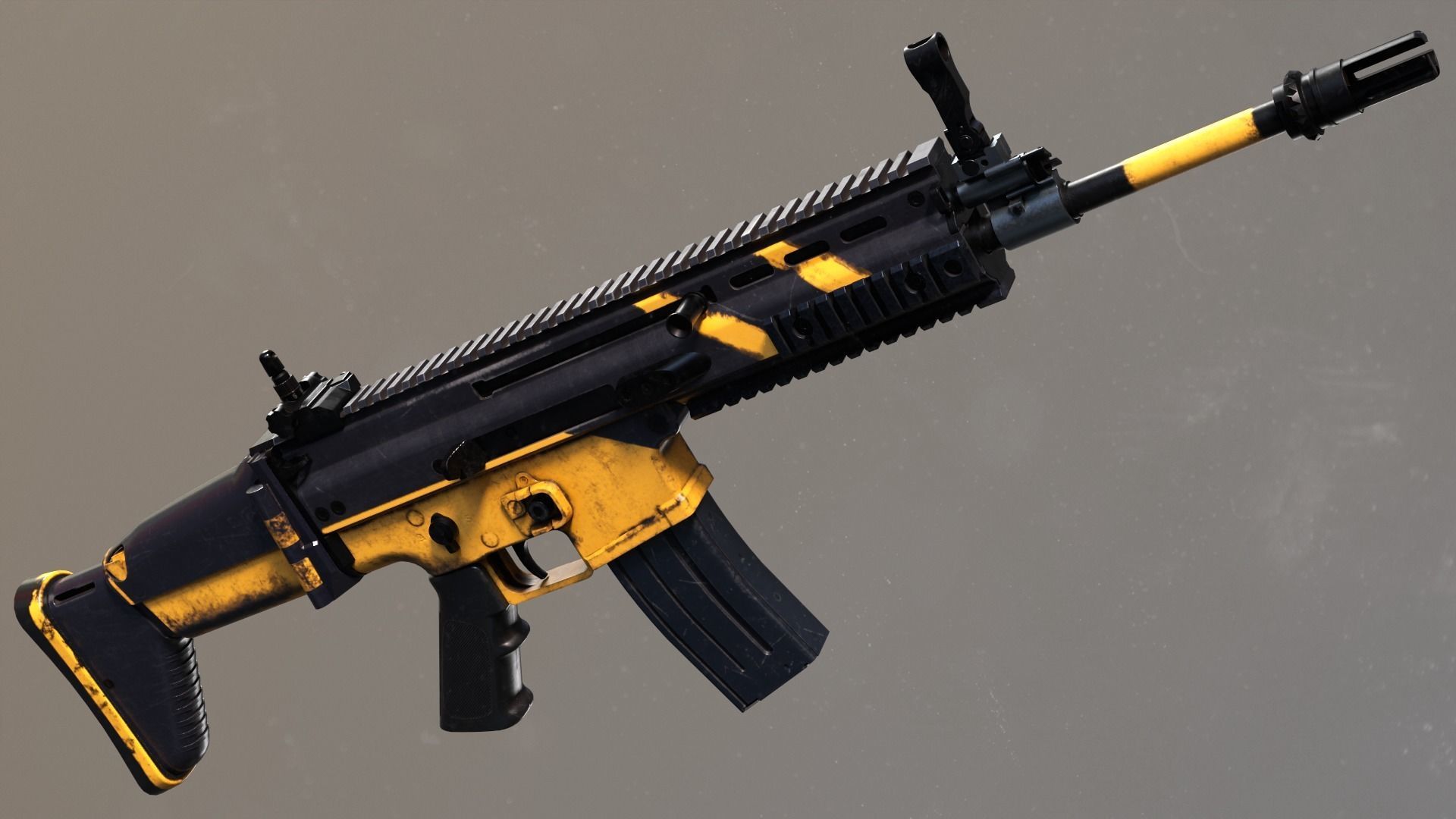 SCAR-L - FDE Black Noir PUBG Low-poly 3D model_7