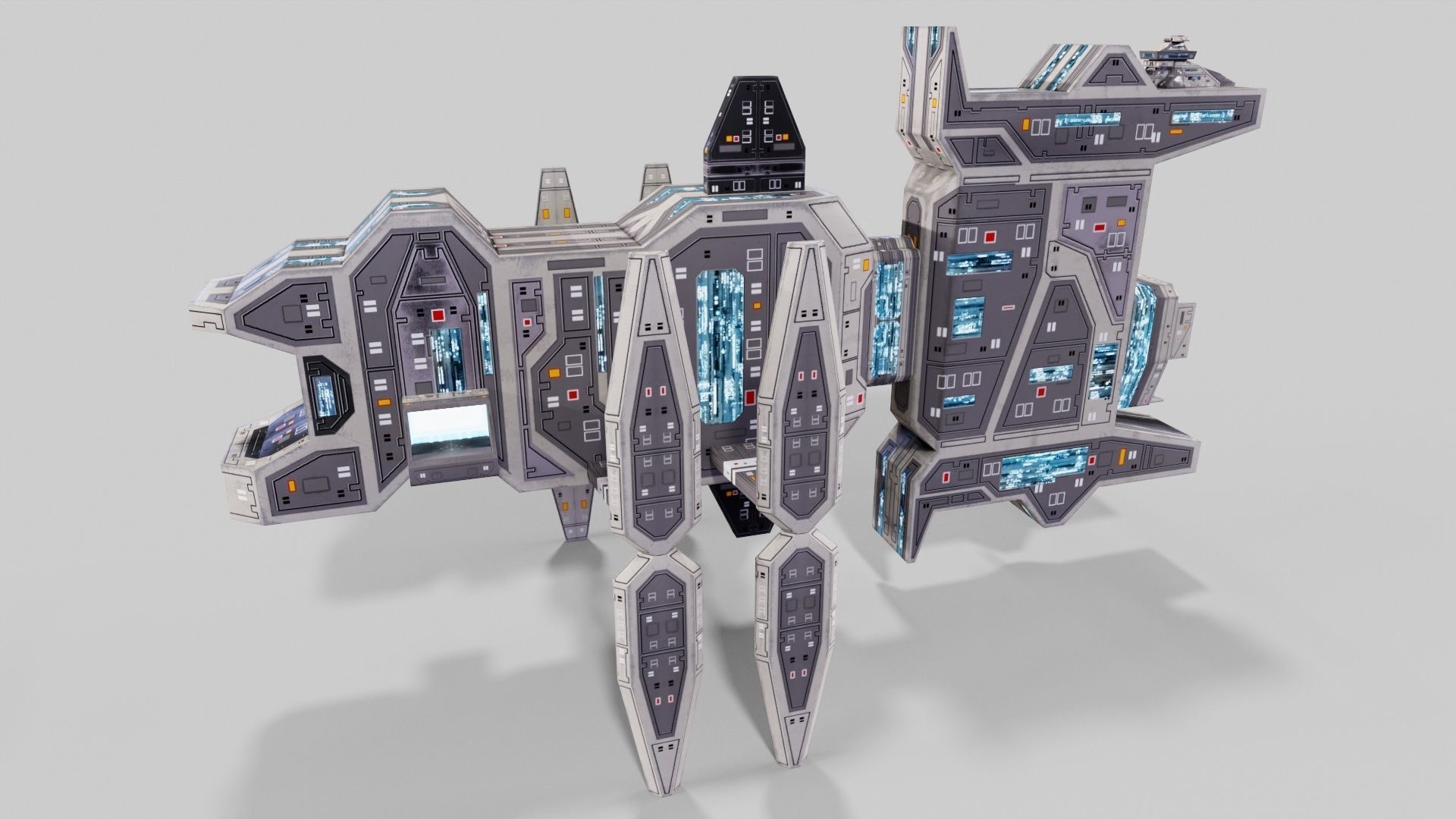 Sci-fi space outpost Low-poly 3D model_2