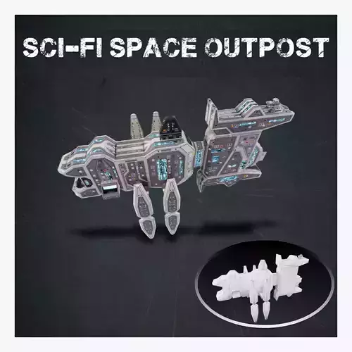 Sci-fi space outpost Low-poly 3D model Sci-fi space outpost Low-poly 3D model