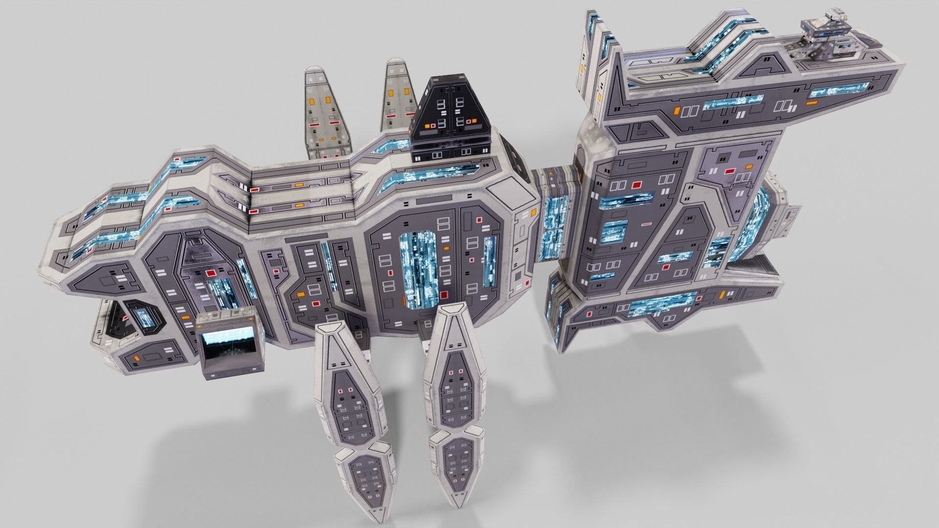 Sci-fi space outpost Low-poly 3D model_5