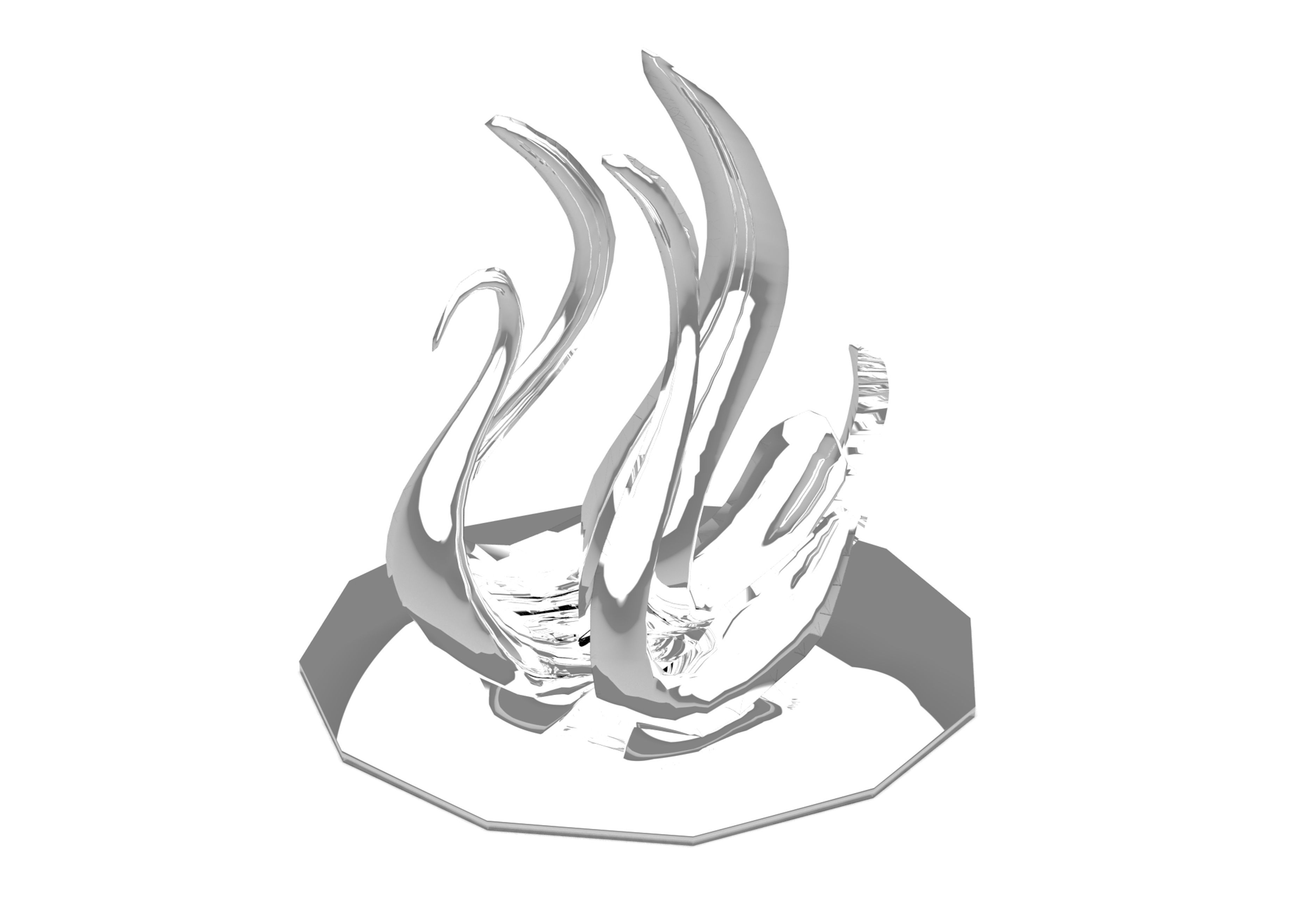 Swan sculpture milystatue Low-poly 3D model_2