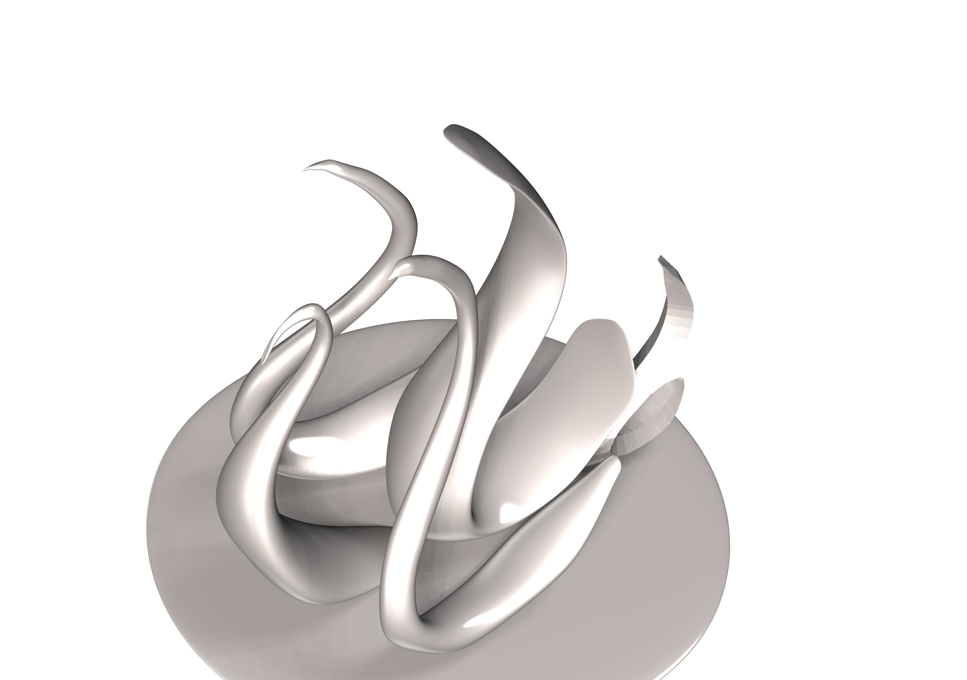 Swan sculpture milystatue Low-poly 3D model_1