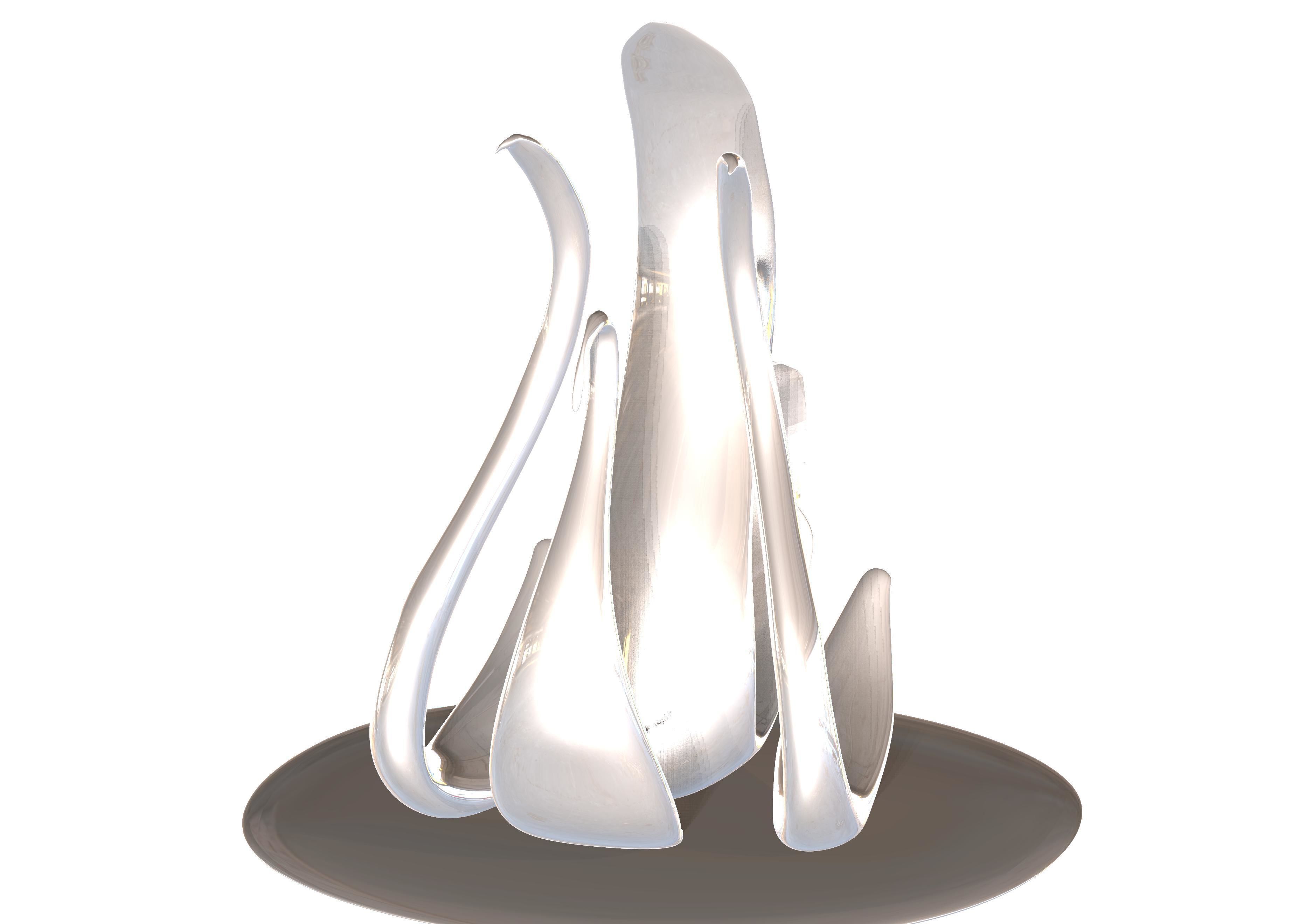 Swan sculpture milystatue Low-poly 3D model_11