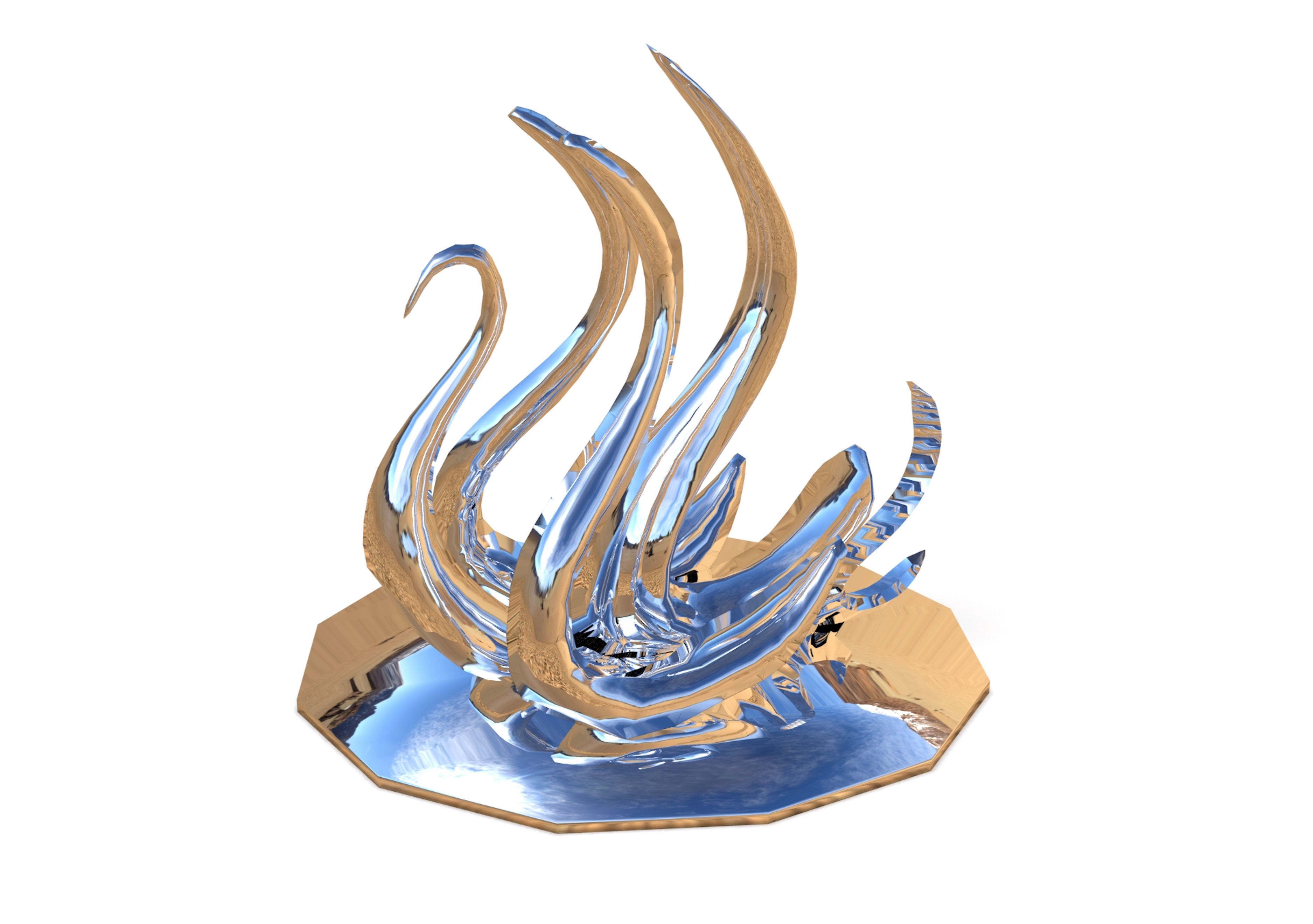 Swan sculpture milystatue Low-poly 3D model_3