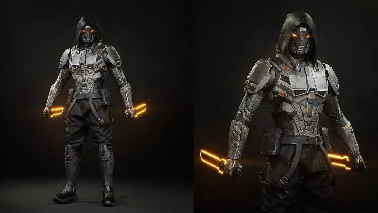 Cyber Assassin Low-poly 3D model