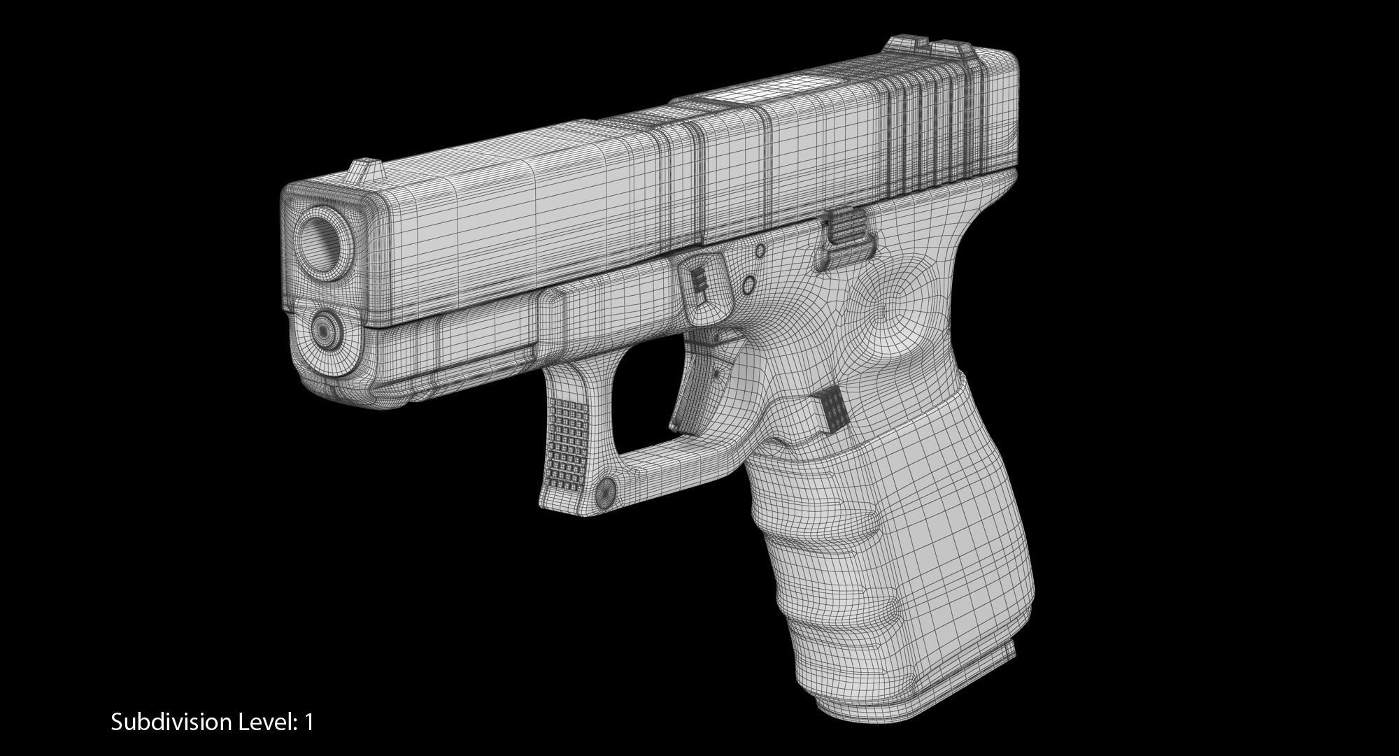Glock 19 Handle Low-poly 3D model_3